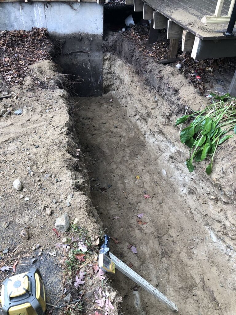 Foundation trench excavation for the Bellingham, MA addition