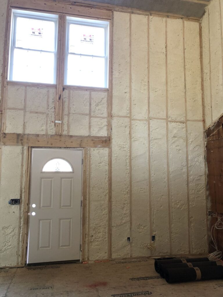Spray foam insulation in the Bellingham, MA addition