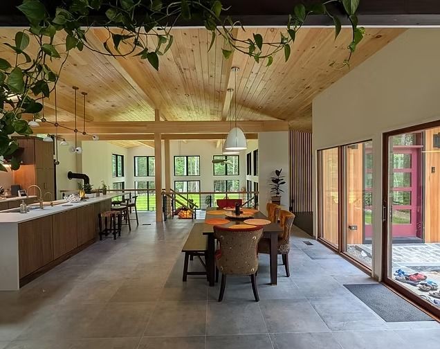 Lincoln, MA home addition by Appena Properties – new family room with wood ceiling