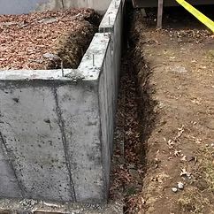 Completed poured concrete foundation wall