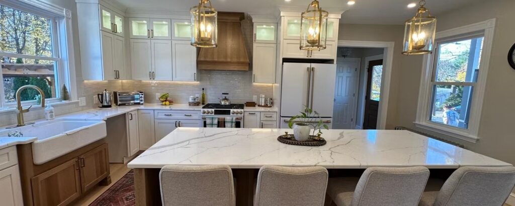 Walpole, MA kitchen remodel with large island by Appena Properties