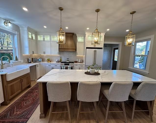 Walpole, MA kitchen remodel with large island by Appena Properties